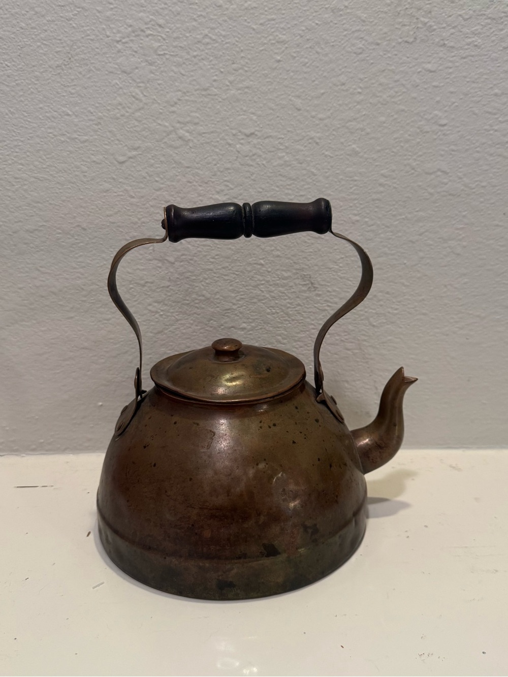 Vintage Large Copper Kettle, Copper Teapot with Wood Handle